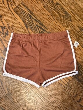 Women’s Track Shorts - Rust brown with White Trim medium